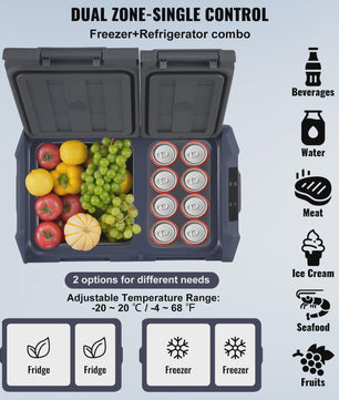 Draagbare Dubbel Zone Vriezer Koelkast met Compressor - 12/24V DC & AC