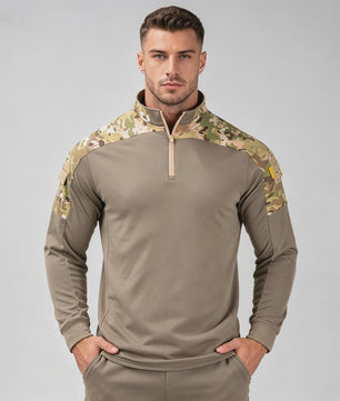 Tactisch Outdoor Shirt met Halve Rits en Ademende Stof - Militair & Jacht