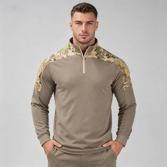 Tactisch Outdoor Shirt met Halve Rits en Ademende Stof - Militair & Jacht