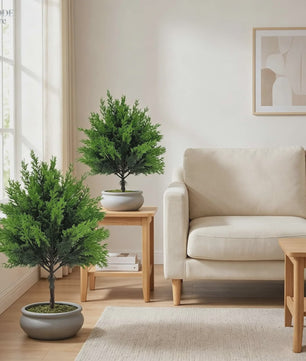Set van 2 Kunstkerstbomen Bolvormig - Hoge Kwaliteit Kunstgroen voor Binnen en Buiten Tuindecoratie