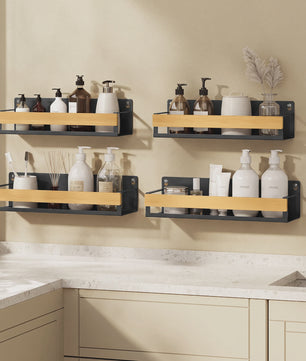 4-delige Bamboe Kruidenrek Set voor Wandmontage - Keuken Organizer