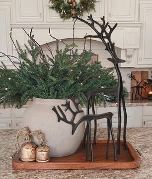 Klassiek Zwart Herten Beeldje - Elegante Kerstboomtopper & Jaarrond Decoratie
