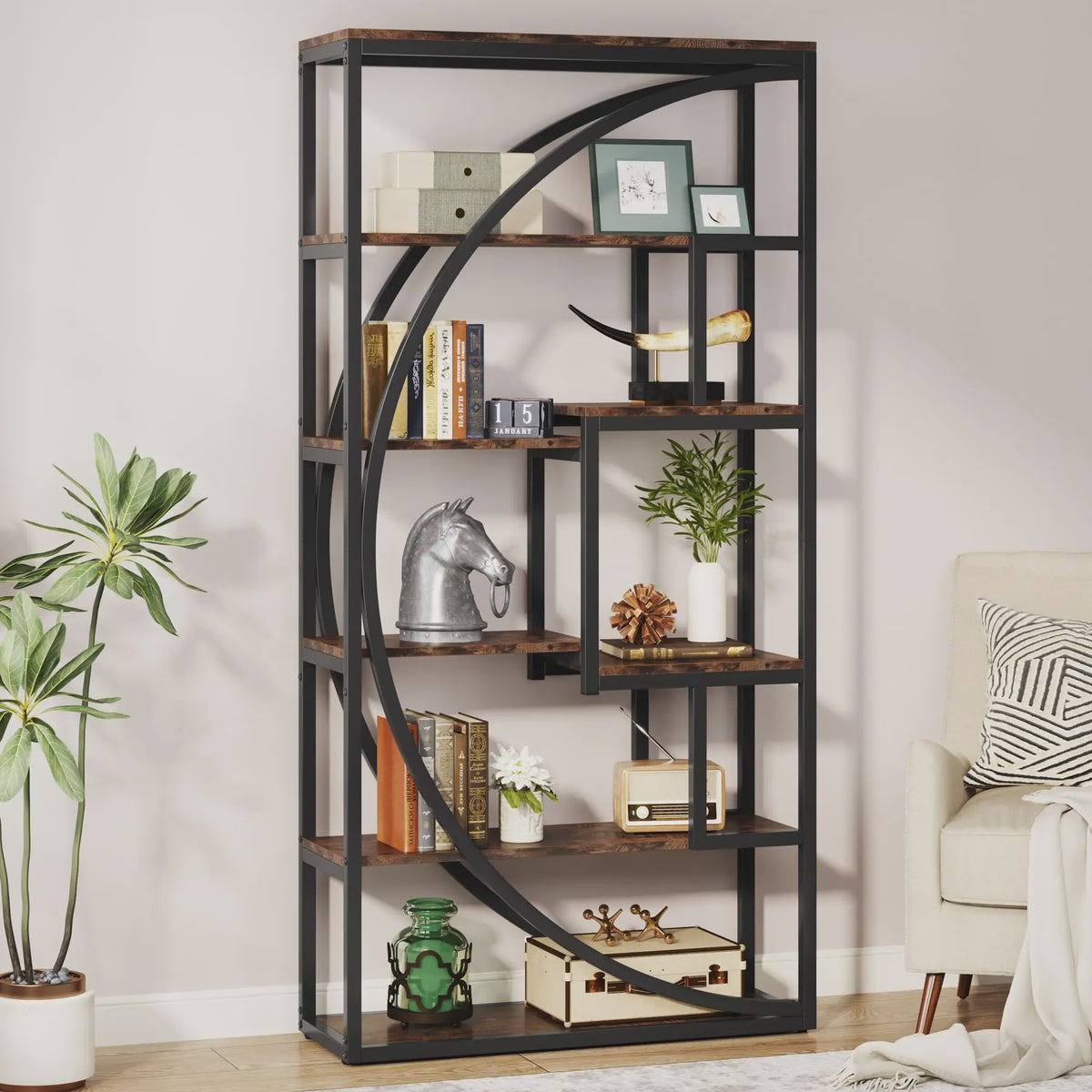 Industriële Boekenkast 180 cm - 8 Open Planken - Etagère Boekenkast