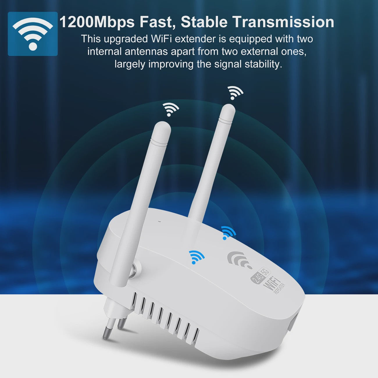 Krachtige 1200Mbps Dual-Band WiFi Repeater & Extender (2.4GHz & 5GHz)