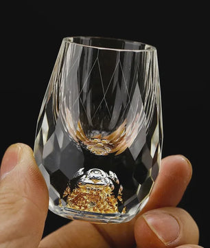 Luxe Kristallen Borrelglaasje met Dubbele Bodem en Gouden Folie - Perfect Cadeau