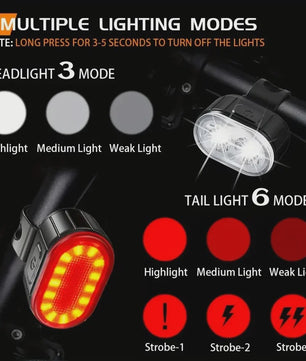 Oplaadbare Fietsverlichting Set: Voor- en Achterlicht met USB