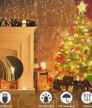 3M LED Gordijn Lichtjes - Sprookjesachtige USB Feestverlichting met 8 Modi voor Huis, Tuin, Kerst & Bruiloft