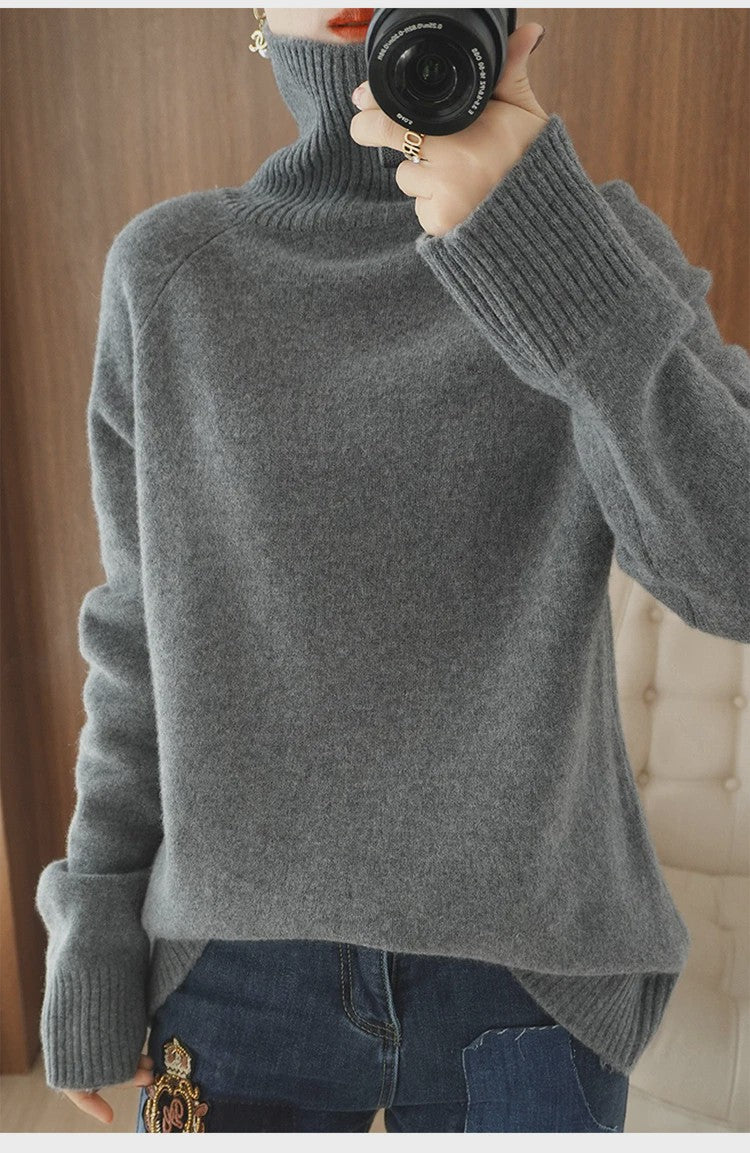 Dames 100% Kasjmier Coltrui - Dikke, Losse Pullover voor Herfst & Winter