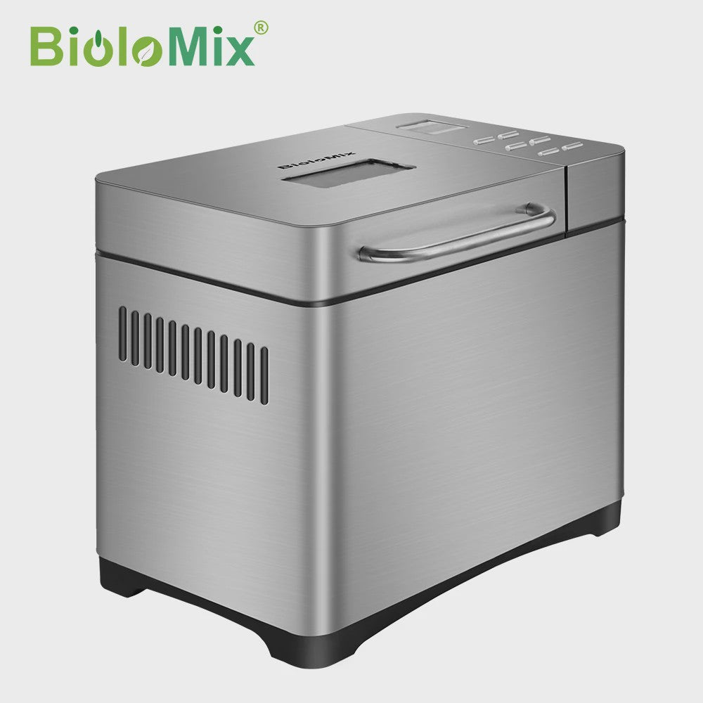 Biolomix Broodmachine RVS - 1KG Capaciteit, 19 Programma's, Automatische Fruitdispenser