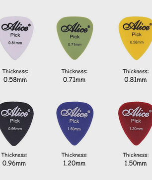 Alice Gitaar Plectrum Set - Diverse Diktes (0.58mm t/m 1.50mm) - 12/24/50/100 Stuks