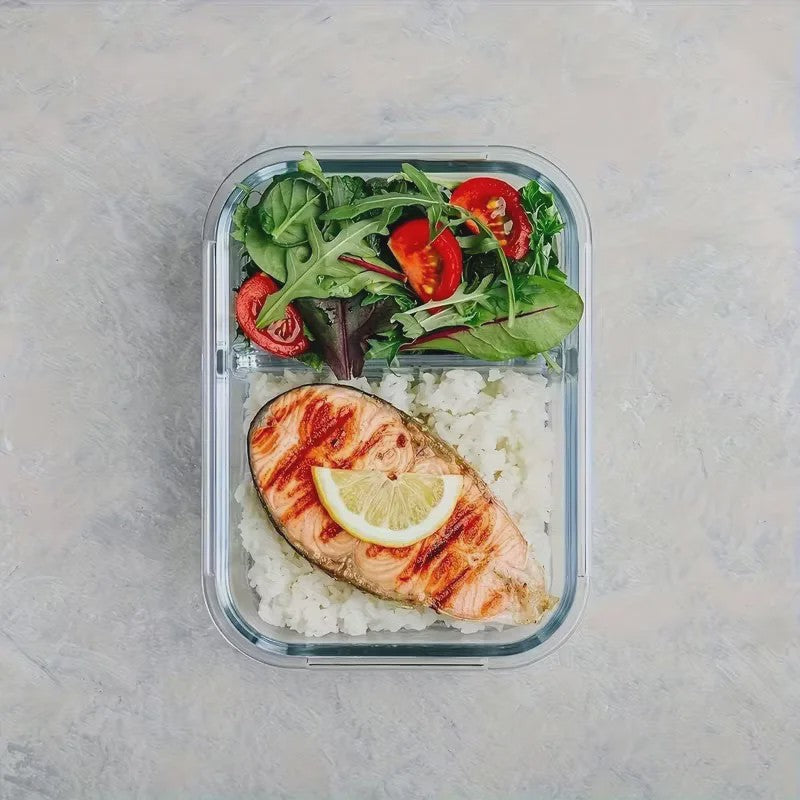 Glazen Lunchbox met 2/3 Compartimenten en Lekvrij Deksel - Herbruikbaar
