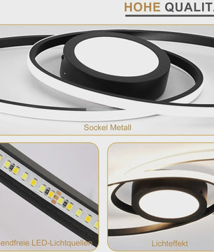 Moderne Zwarte LED Plafondlamp 48W Dimbare met Afstandsbediening & Kleurtemperatuur 3000K-6500K