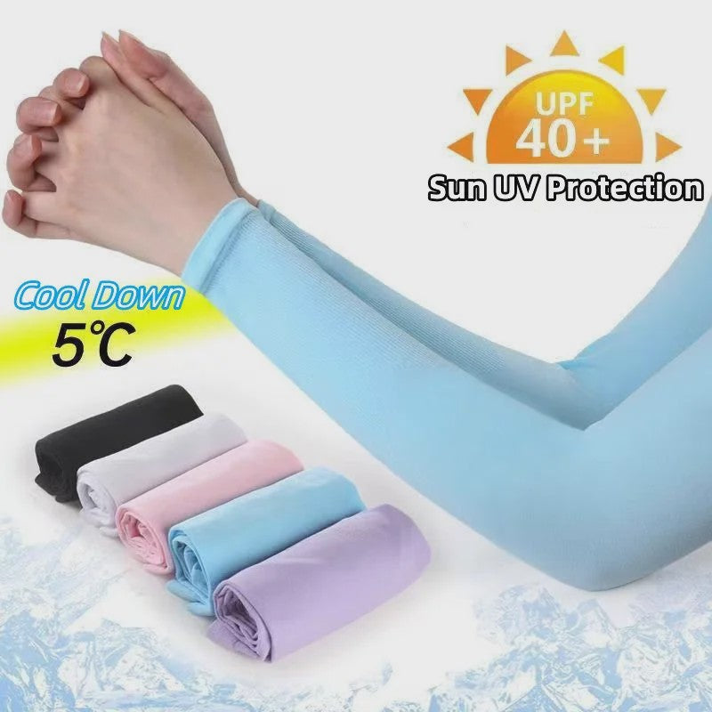 Zomer Arm Sleeves met UV Bescherming - Ademend IJs Zijde, Vingerloos
