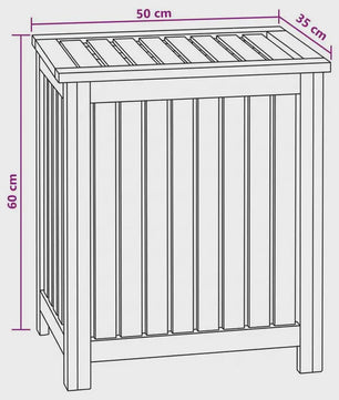 Natuurlijke Teak Houten Was Mand 50x35x60cm met Deksel - Badkamer Opbergmeubel