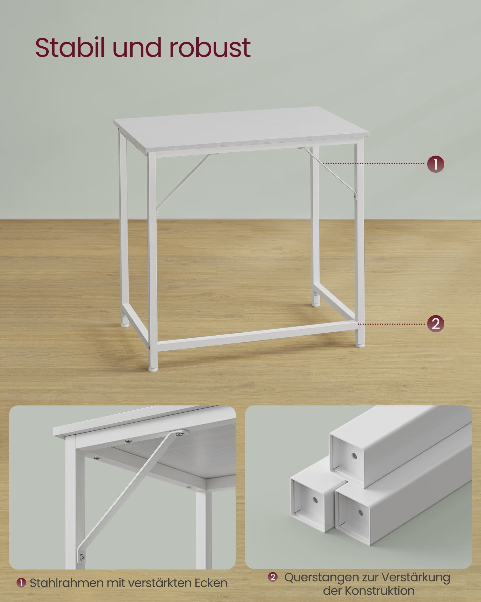 VASAGLE Compact Bureau - Stijlvol Metalen Frame Bureau voor Studie, Kantoor of Slaapkamer
