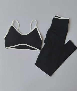 Naadloze 2-delige Sport Set: Leggings met Hoge Taille & Strappy Sport BH voor Fitness en Gym