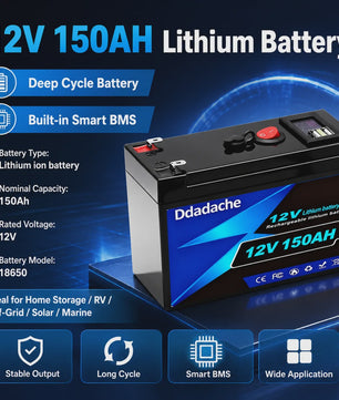 12V 150Ah LiFePO4 Accu - 1920Wh Deep Cycle Lithium Batterij met BMS