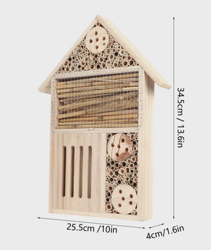 Houten Insectenhotel en Bijenhuis - Decoratieve Nestkast voor Tuin en Balkon