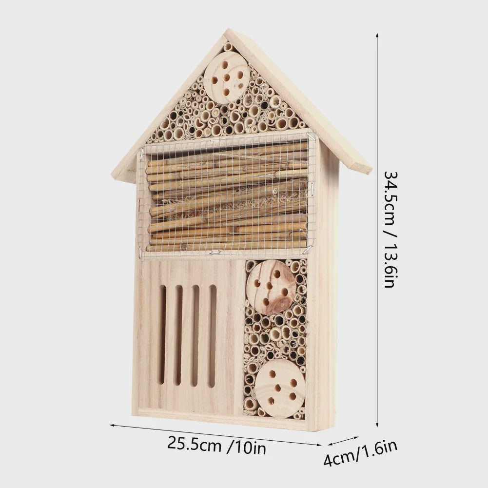 Houten Insectenhotel en Bijenhuis - Decoratieve Nestkast voor Tuin en Balkon