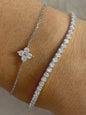 Set van 2 Dames Armbanden met Zirkonia Bloemen en Waterketting - Stijlvol voor Dagelijks Gebruik en Kantoor