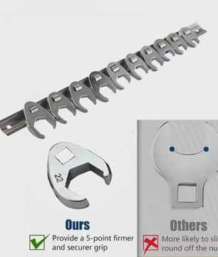 10-delige Metric Crowfoot Sleutelset 3/8" Aandrijving (10-22mm) - Chroom Vanadium Staal