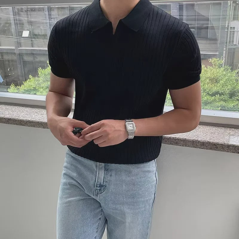 Herentrui Poloshirt Korte Mouw Gebreid - Zomer Casual Fashion