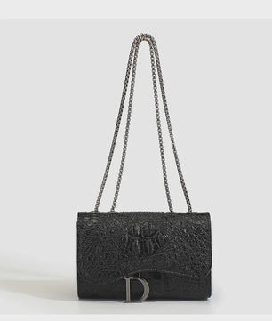 Chique Dames Croco Print Tas met Paillettenketting - Crossbody & Schoudertas voor Avondfeesten