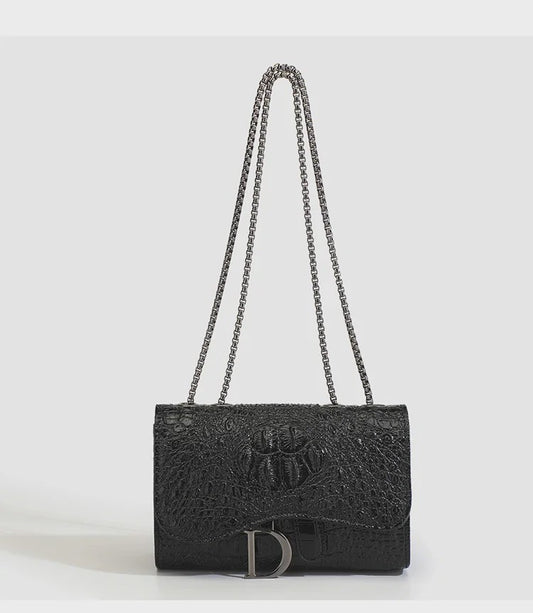 Chique Dames Croco Print Tas met Paillettenketting - Crossbody & Schoudertas voor Avondfeesten