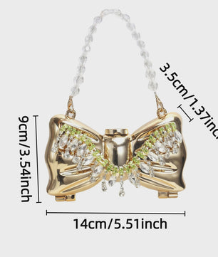 Luxe Strik Handtas van Metaal met Ketting - Speelse Crossbody Tas