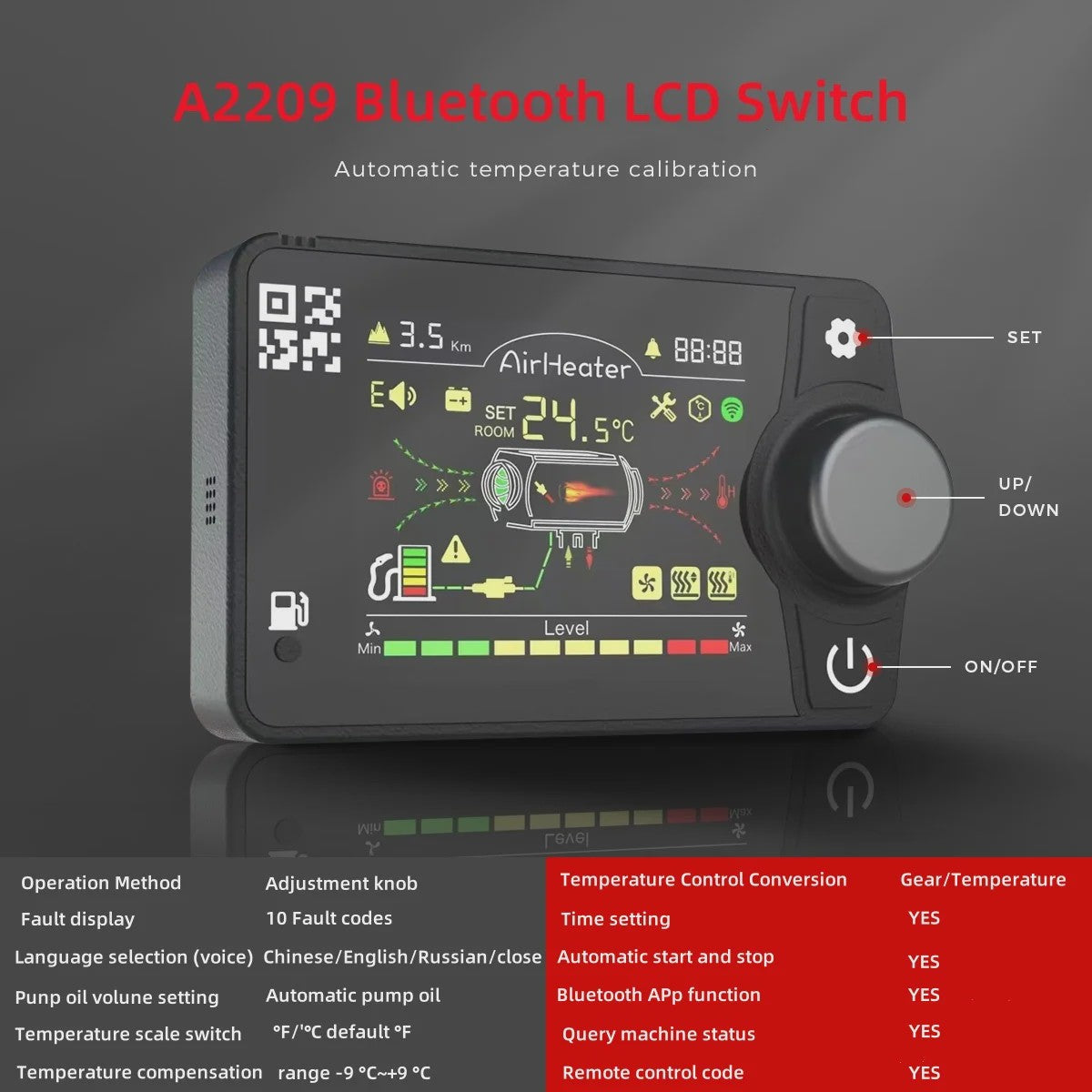 8KW Diesel Luchtverwarmer 12V/24V - All-in-One Parkeerverwarming met LCD, Afstandsbediening & Bluetooth App