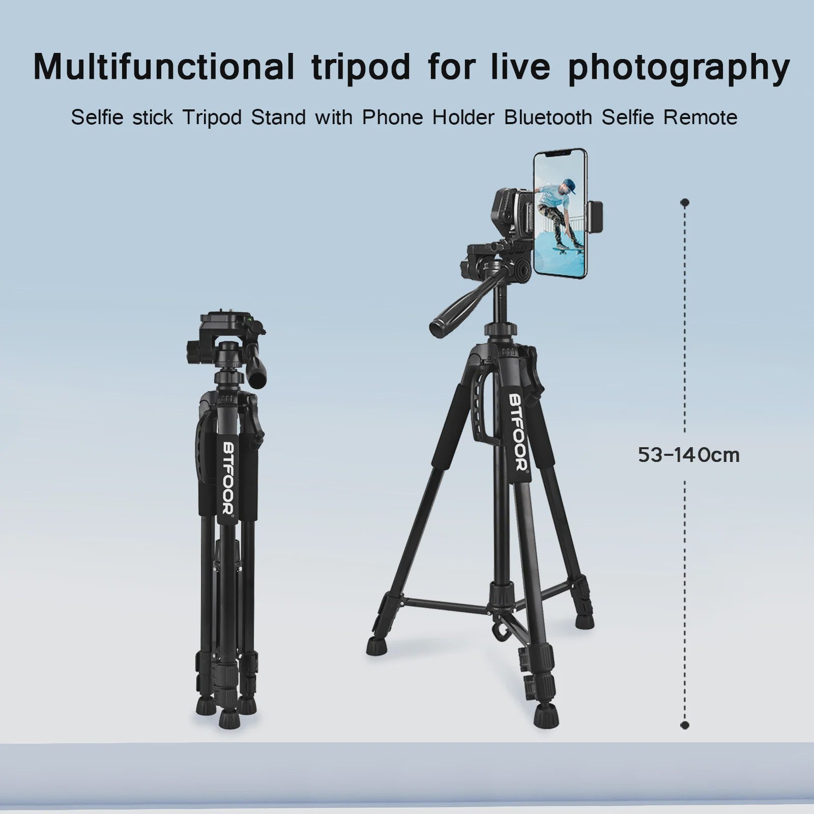 Professionele Aluminium Camera Statief 140cm - Verstelbaar & Draagbaar voor DSLR, Spiegelreflex en Smartphone