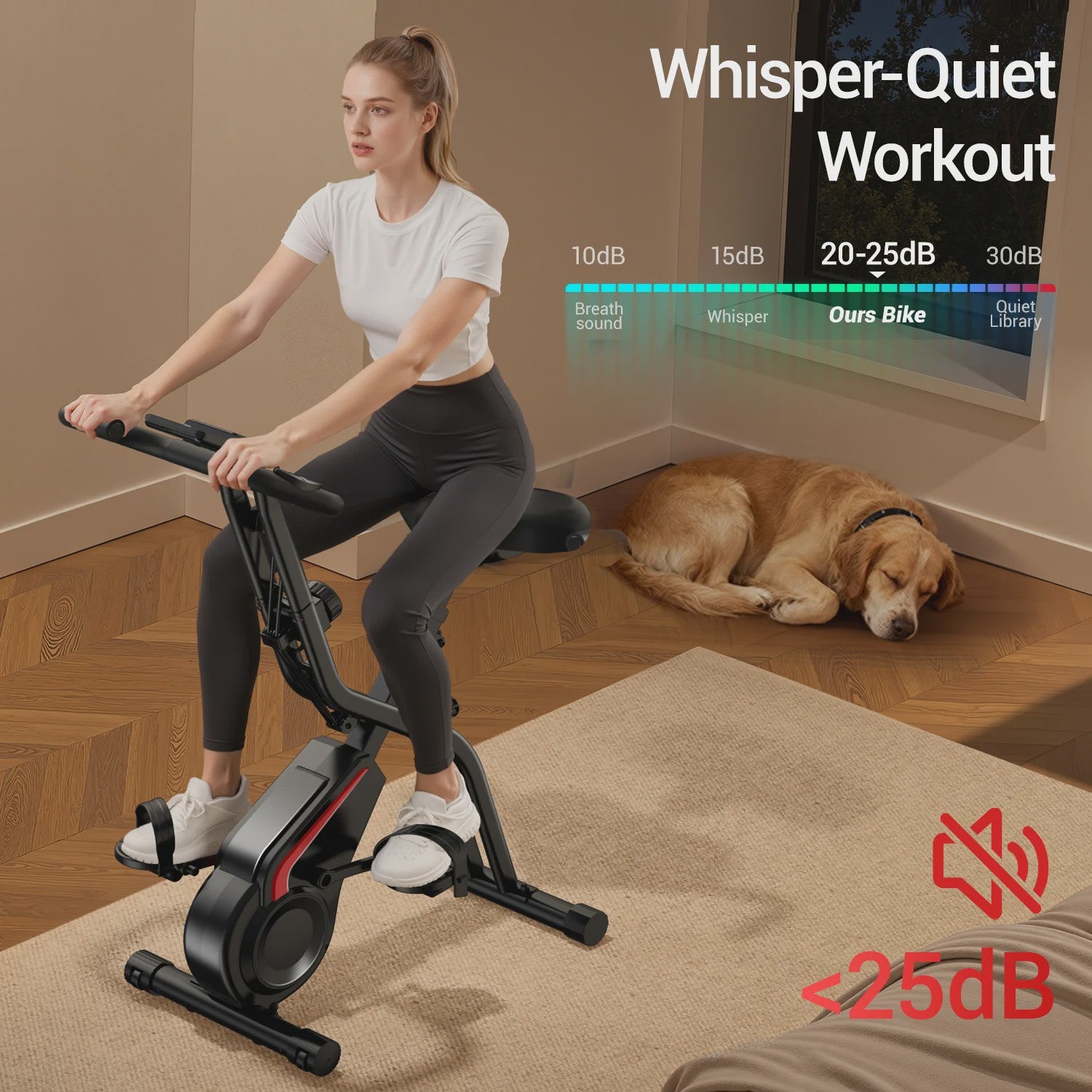 UMAY 5-in-1 Opvouwbare Hometrainer met Rugleuning, 8 Weerstandsniveaus & Weerstandsbanden