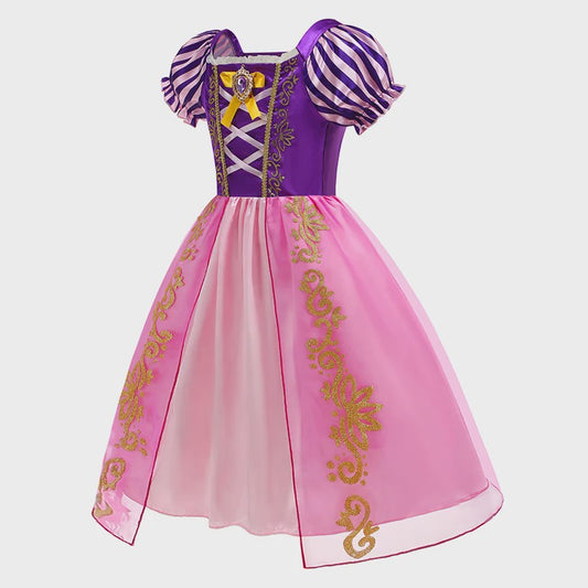 Prinsessenjurk Rapunzel voor Meisjes - Paars met Pofmouwen | Verkleedjurk & Feestjurk
