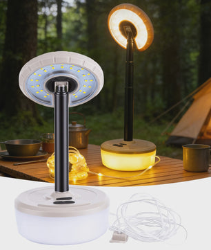 2-in-1 Campinglamp met Sfeervolle Lichtketting - Draagbaar & USB Oplaadbaar
