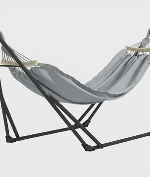Outsunny 2-in-1 Stalen Hangmat & Hangstoel Standaard - Opvouwbaar, Draagbaar met Tas, 120 kg
