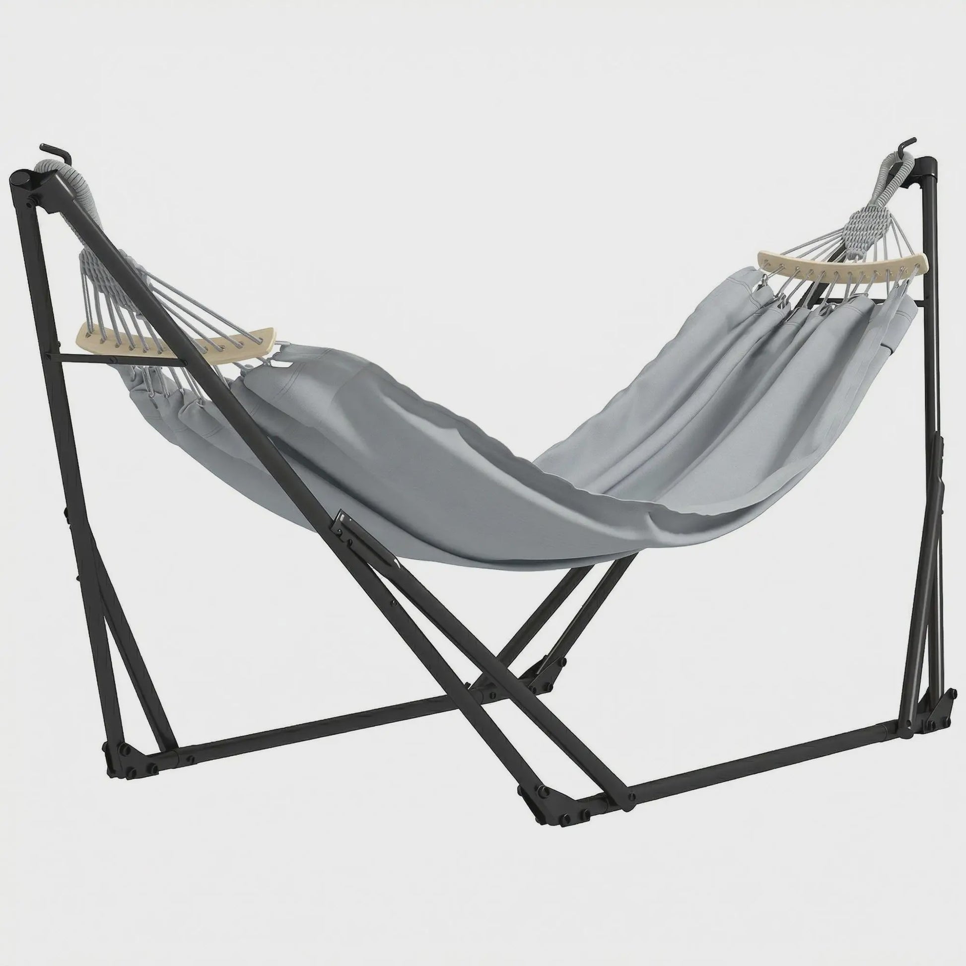 Outsunny 2-in-1 Stalen Hangmat & Hangstoel Standaard - Opvouwbaar, Draagbaar met Tas, 120 kg