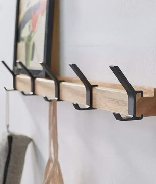 Nordic Wandkapstok met 5 Verstelbare Aluminium Haken - Hout & Metaal