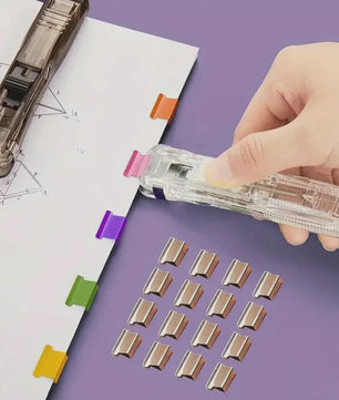 Set van 2 Nietloze Nietmachines met 100 Herbruikbare Paperclips - Papierklemmen