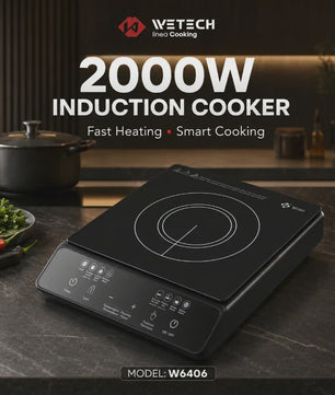 WETECH W6406 Inductiekookplaat - 2000W, 8 Niveaus, 6 Functies, Touch Control, Timer & Kinderbeveiliging