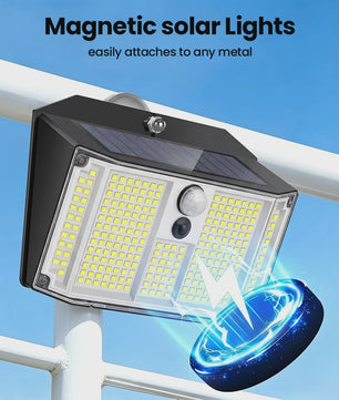 Magnetische Solar Wandlamp met Bewegingssensor - 268 LED, IP65 Waterdicht, 3 Modi