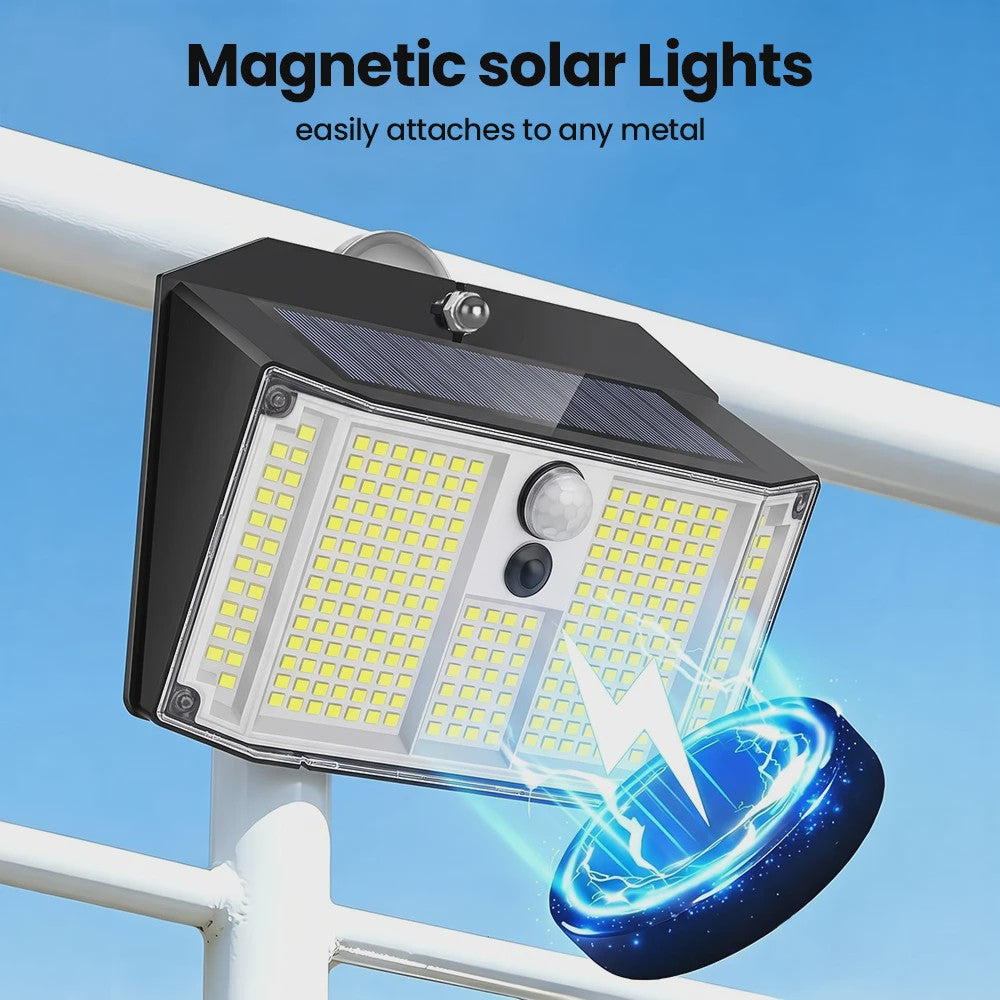 Magnetische Solar Wandlamp met Bewegingssensor - 268 LED, IP65 Waterdicht, 3 Modi