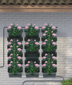 Automatische Zelfwaterende Muurtuin met Timer - 18 Potten Verticale Hangende Plantenbak met Slimme Druppelirrigatie