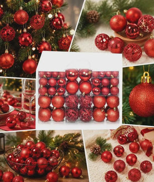 100 Delige Kerstballen Set Rood - Diverse Maten (3/4/6 cm)