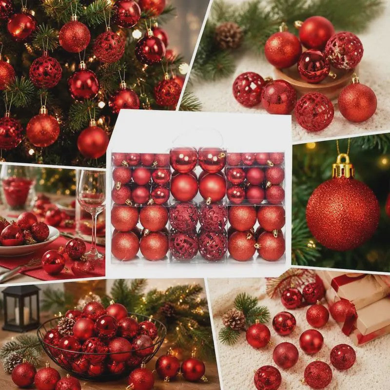 100 Delige Kerstballen Set Rood - Diverse Maten (3/4/6 cm)