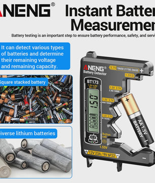 Universele Batterij Tester ANENG BT173 - Digitale Batterij Detector voor AA, AAA, C, D, 9V en Knoopcel Batterijen