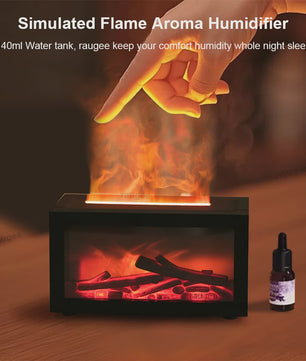 Sfeervolle Vlam Diffuser & Luchtbevochtiger met Aromatherapie & Nachtlampje