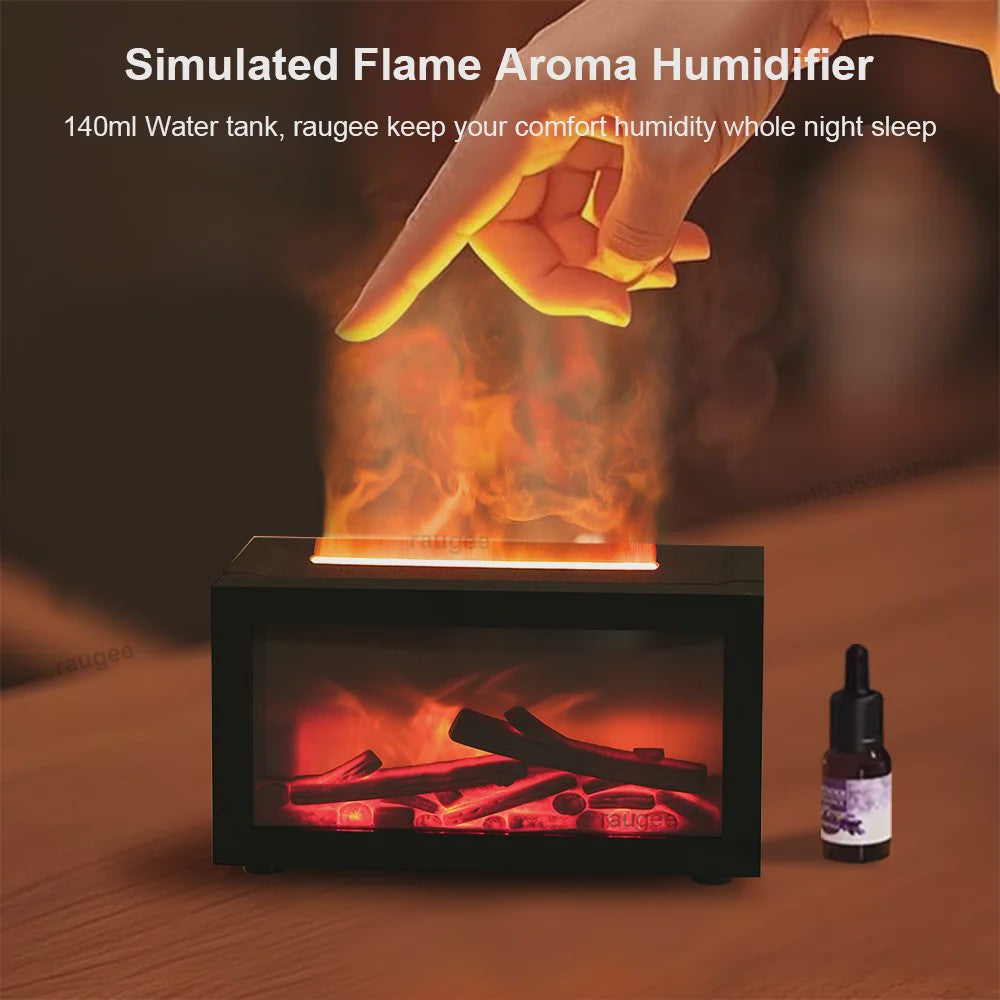 Sfeervolle Vlam Diffuser & Luchtbevochtiger met Aromatherapie & Nachtlampje