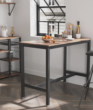VASAGLE Bartafel met Metalen Frame - Stijlvol Vintage Houtlook - Eenvoudige Montage