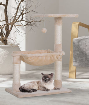 PawHut Kattenkrabpaal met Hangmat, Platform en Krabpalen - Beige