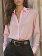 Elegante Damesblouse met Lange Mouwen en Klassieke Kraag - Veelzijdige Kantoor Chic Top